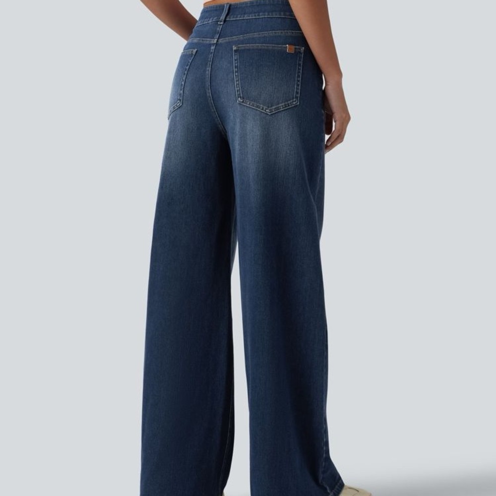 NWOT HalaraFlex Asymmetric mid-rise Jeans with pockets in Dark Blue Wash - Picture 4 of 10